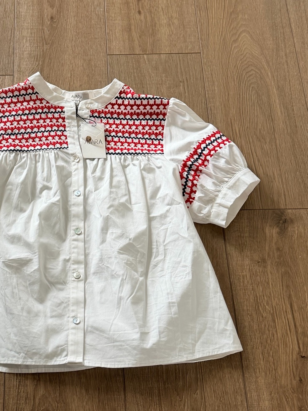 Avara Trudy Navy and Red Embroidered Top - Picture 8 of 8